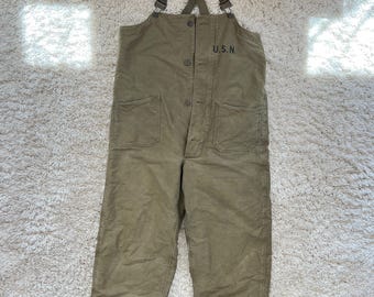 Vintage World War II-era U.S. Navy Deck Bib Overalls Size Medium , Contract NXsx73734