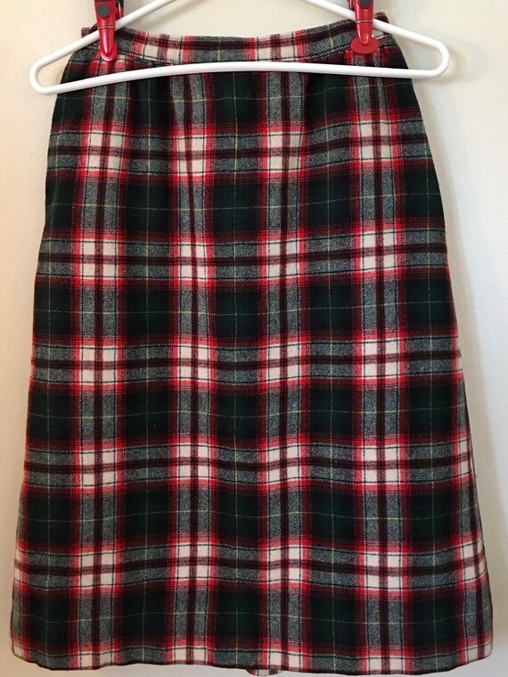 Vintage PENDLETON Wool Plaid Skirt, Single Front … - image 3