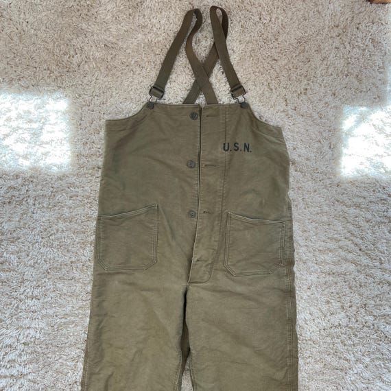 Vintage World War Ii-era U.S. Navy Deck Bib Overalls Size Medium