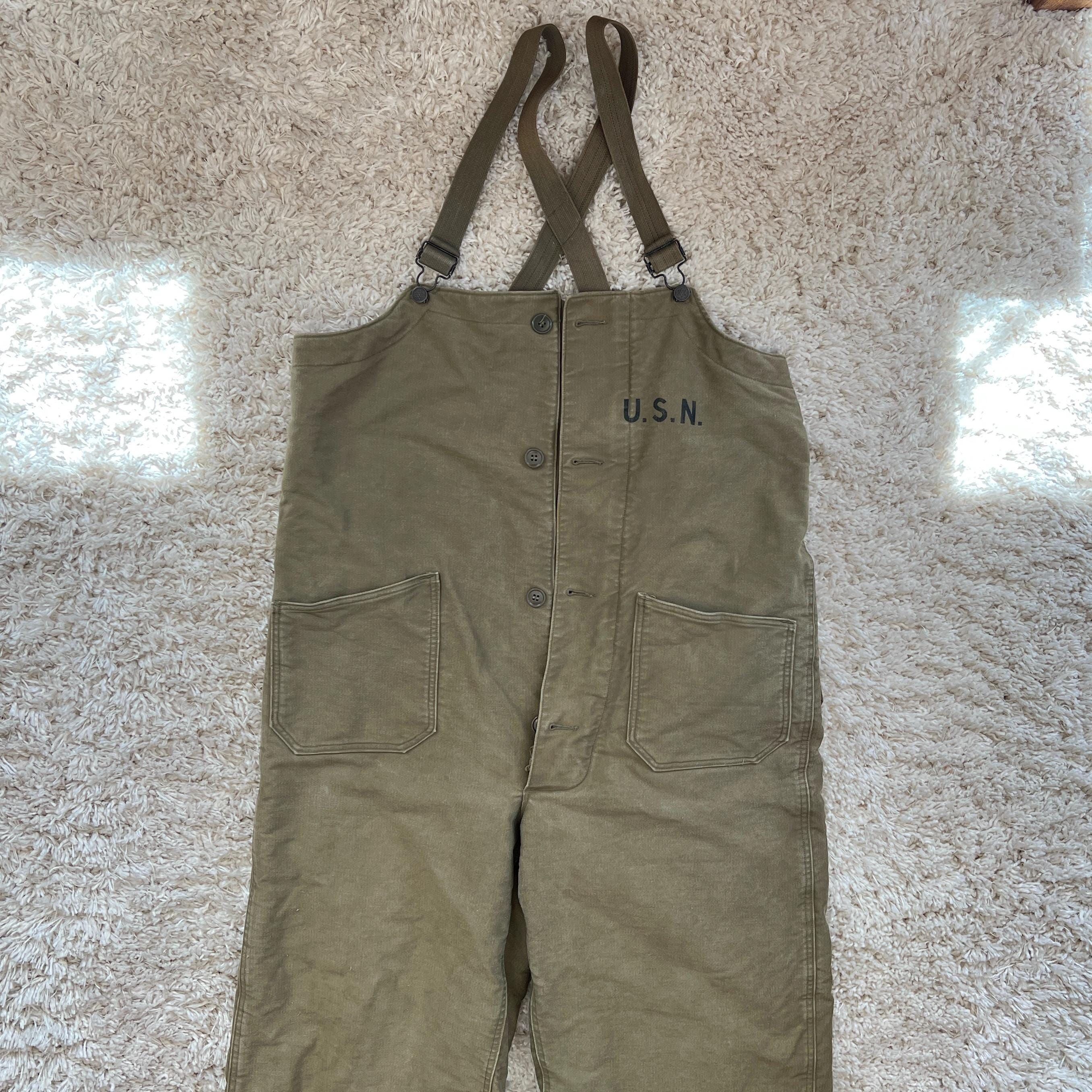 Vintage World War Ii-era U.S. Navy Deck Bib Overalls Size Medium