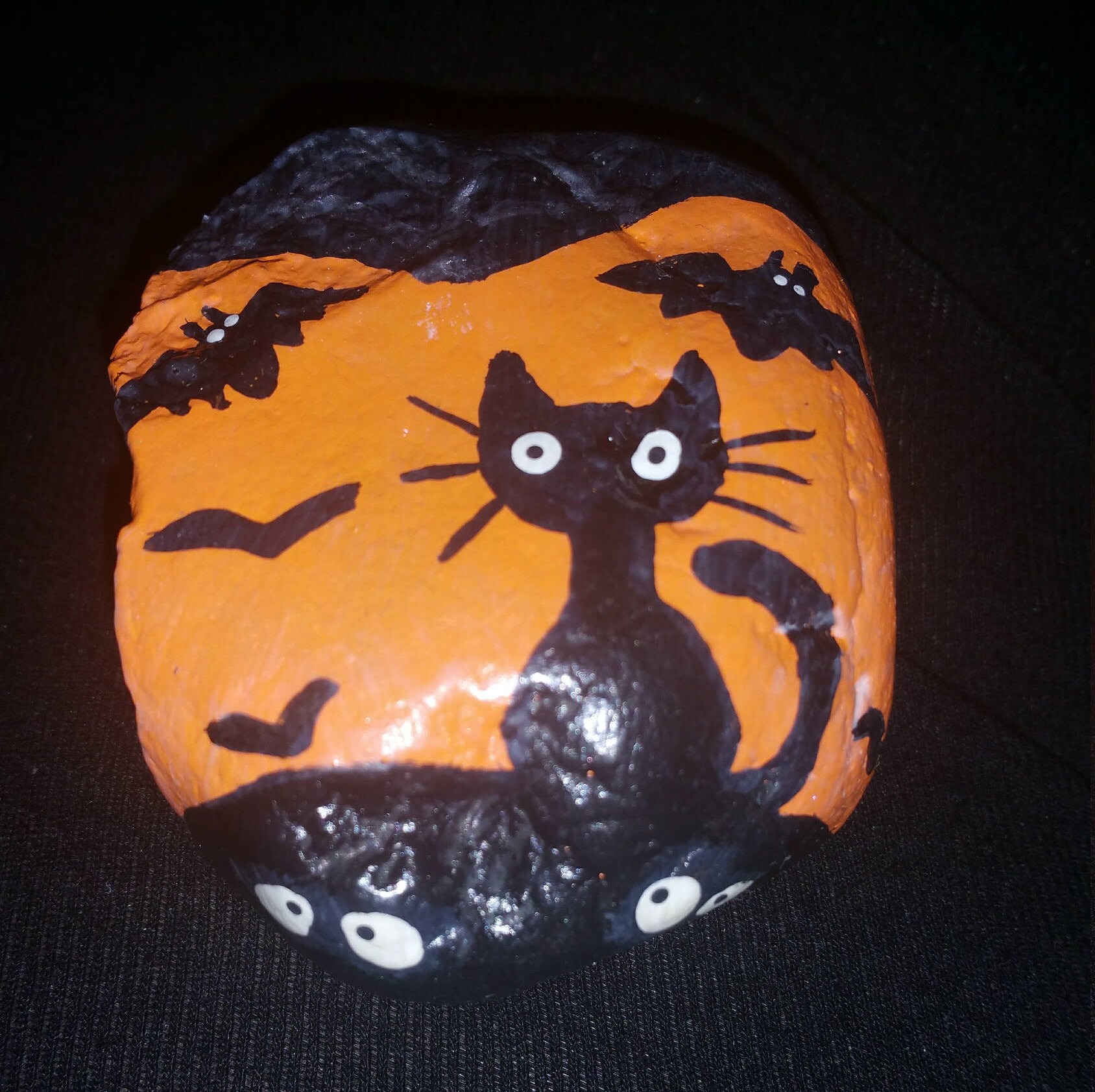 Bat painted rock Spider painted rock CAT painted rock | Etsy