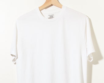 2000s Blank White Cotton Single Stitch T-Shirt Jockey Distressed Minimal Undershirt