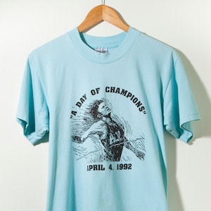 90年代ヴィンテージシングルステッチランニングトラッククロスカントリーTシャツブルーチャンピオンオナイタアメリカ製