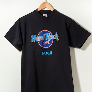 90s Vintage Hard Rock Cafe Maui T-Shirt Black Blue Single Stitch Made in USA Hawaii