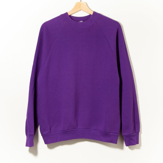80s Vintage Raglan Crewneck Sweatshirt Purple Dist