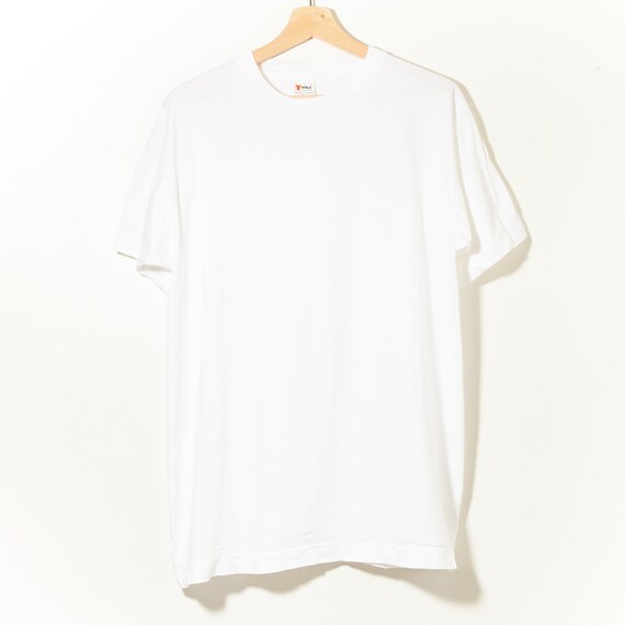 80s Vintage Blank Plain White T-Shirt Single Stitc