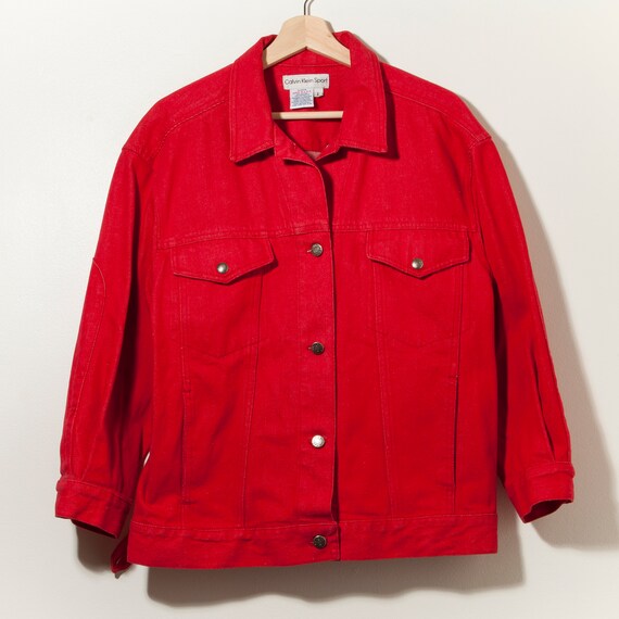 calvin klein red denim jacket