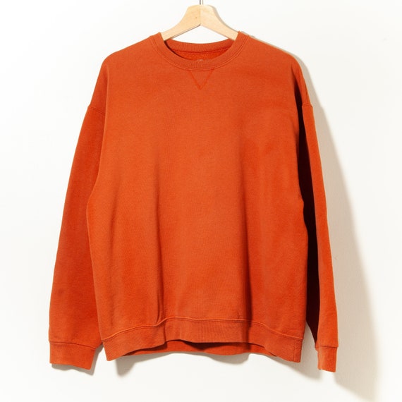 Vintage Y2K Distressed Sun Faded Crewneck Sweatshirt Burnt Orange Worn to Perfection