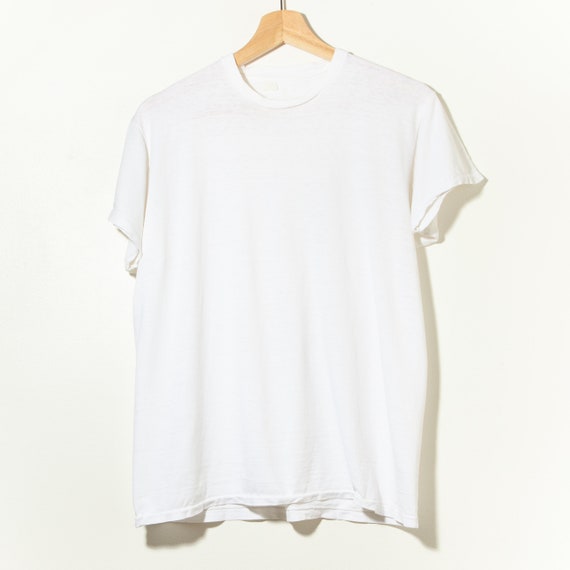70s Vintage Single Stitch Blank White T-Shirt Dist