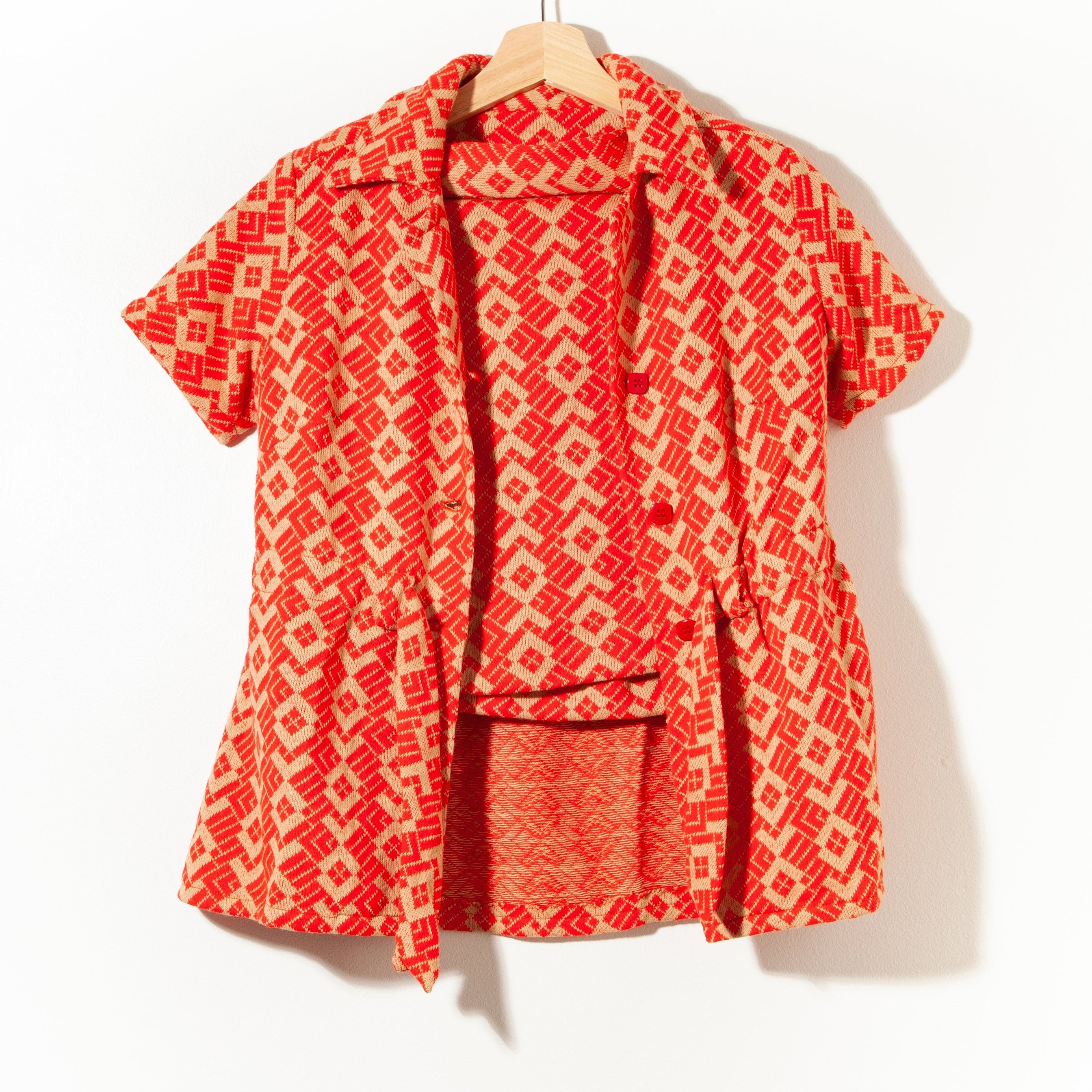 60s Vintage Custom Matching Two Piece Skirt Set Orange Print | Etsy