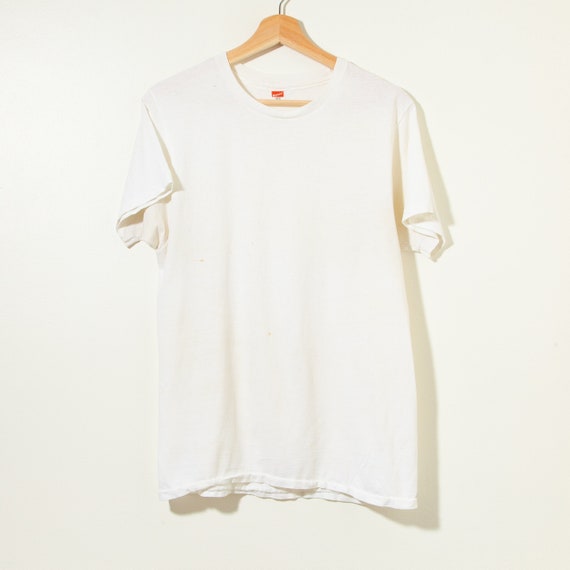 Vintage 80s Blank Single Stitch White 