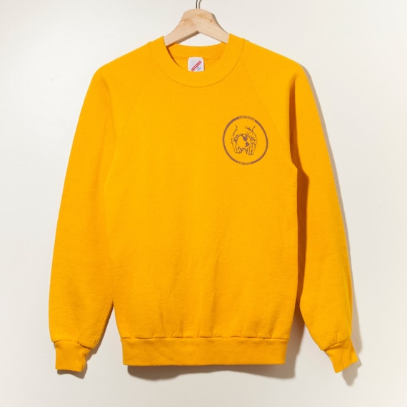 Vintage 1980s Raglan Crewneck Sweatshirt Mustard … - image 1