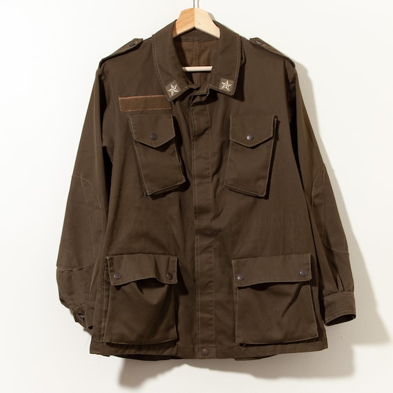 Vintage 1960s Italian Military Jacket Metal Button Long Pockets Army Navy  Marines Field Coat Workwear