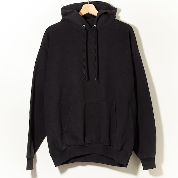 90s Vintage Distressed Black Pullover Hoodie Sweat