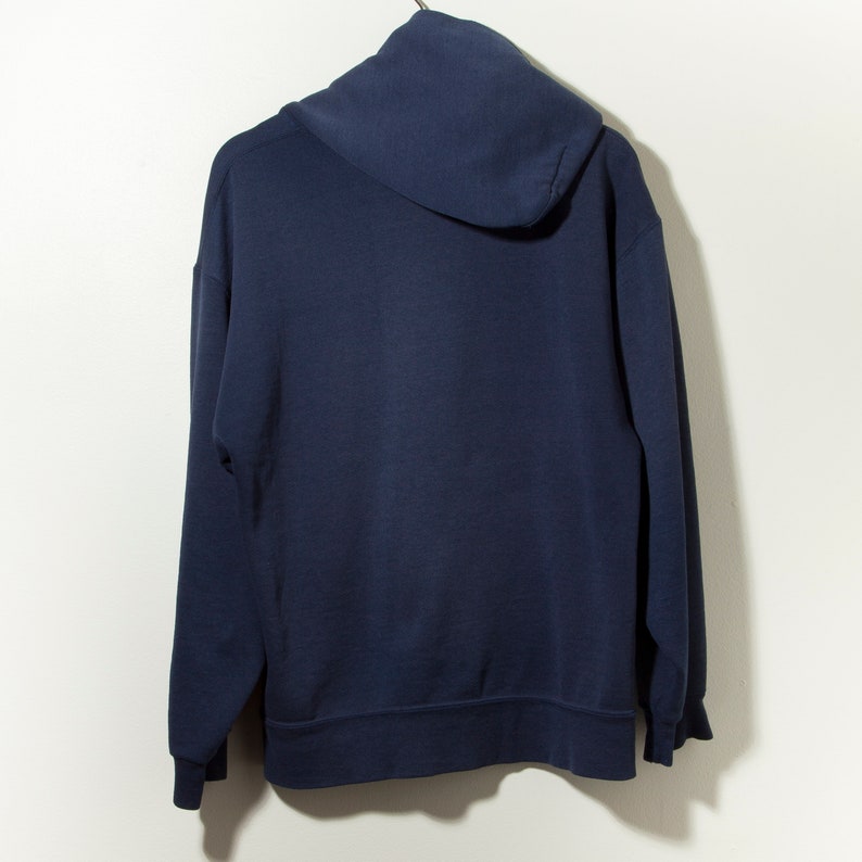 Vintage 80s Hoodie Sweatshirt Zipper Distressed Navy Blue - Etsy