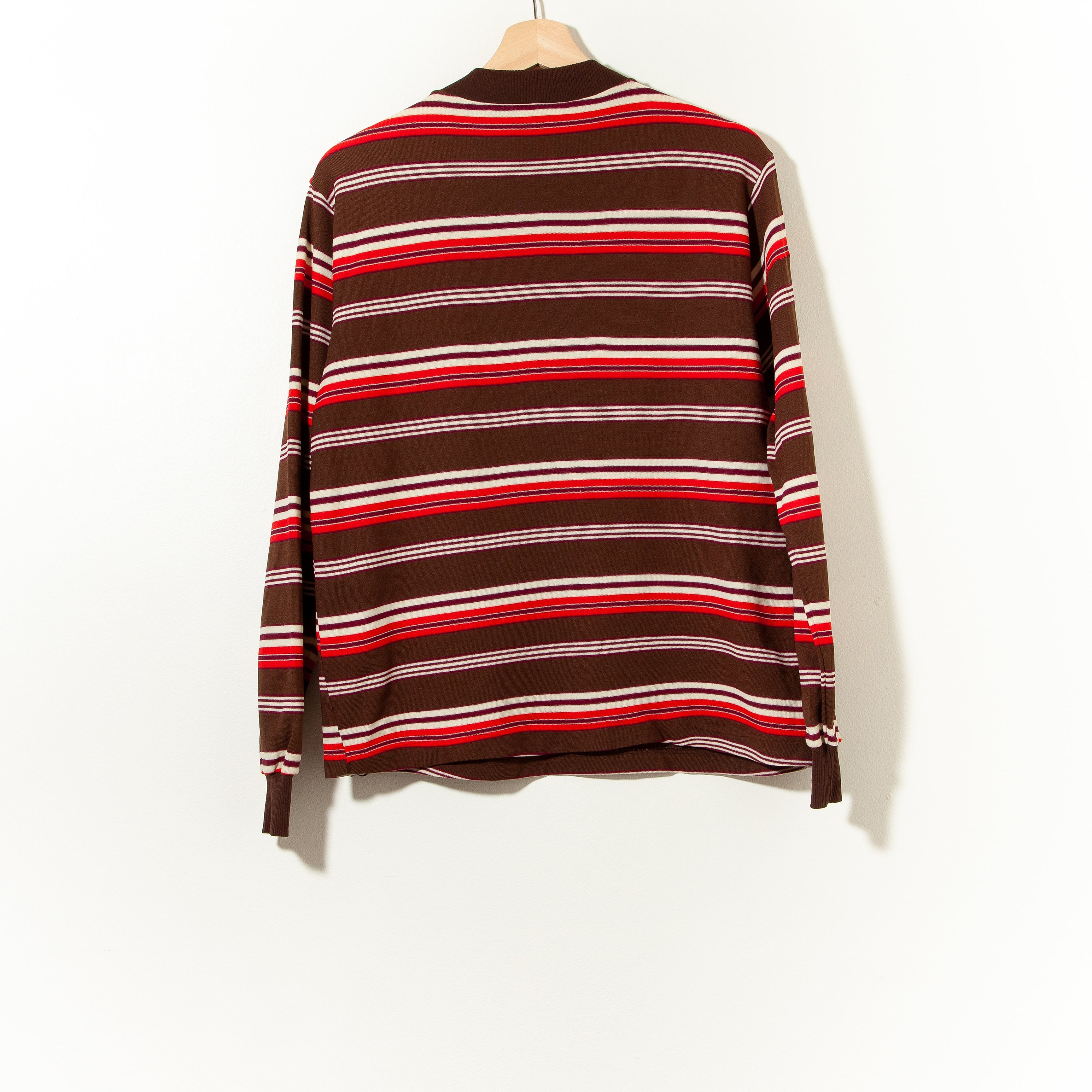 60s Vintage Mod Mock Neck Stripped Long Sleeve Shirt T-shirt | Etsy