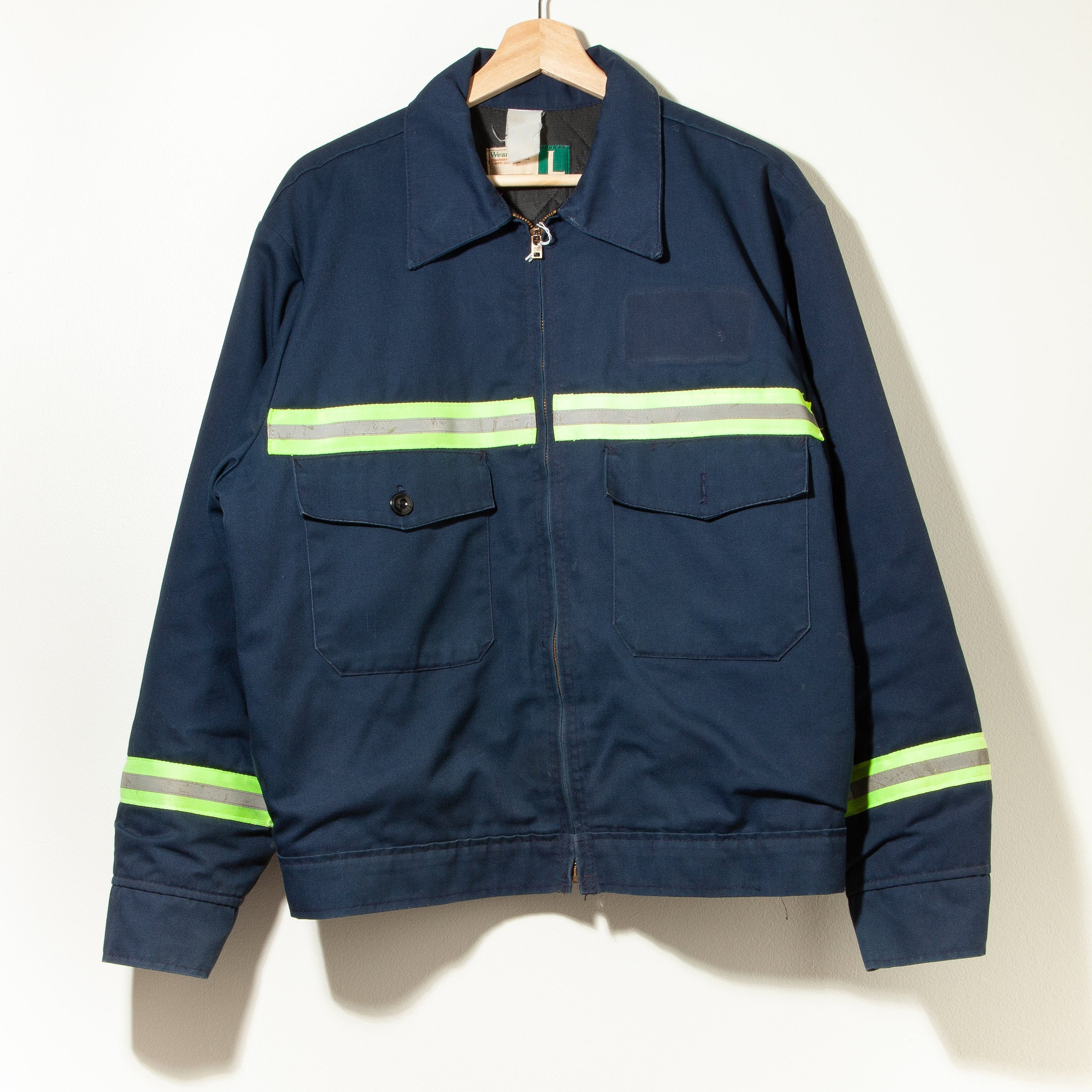 80s large distressed vintage fireman construction work jacket | Etsy