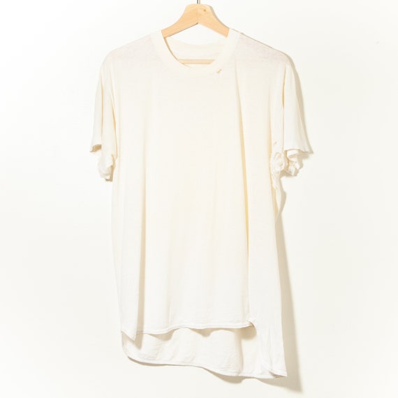 50s Vintage Thrashed Distressed Off White Blank Un