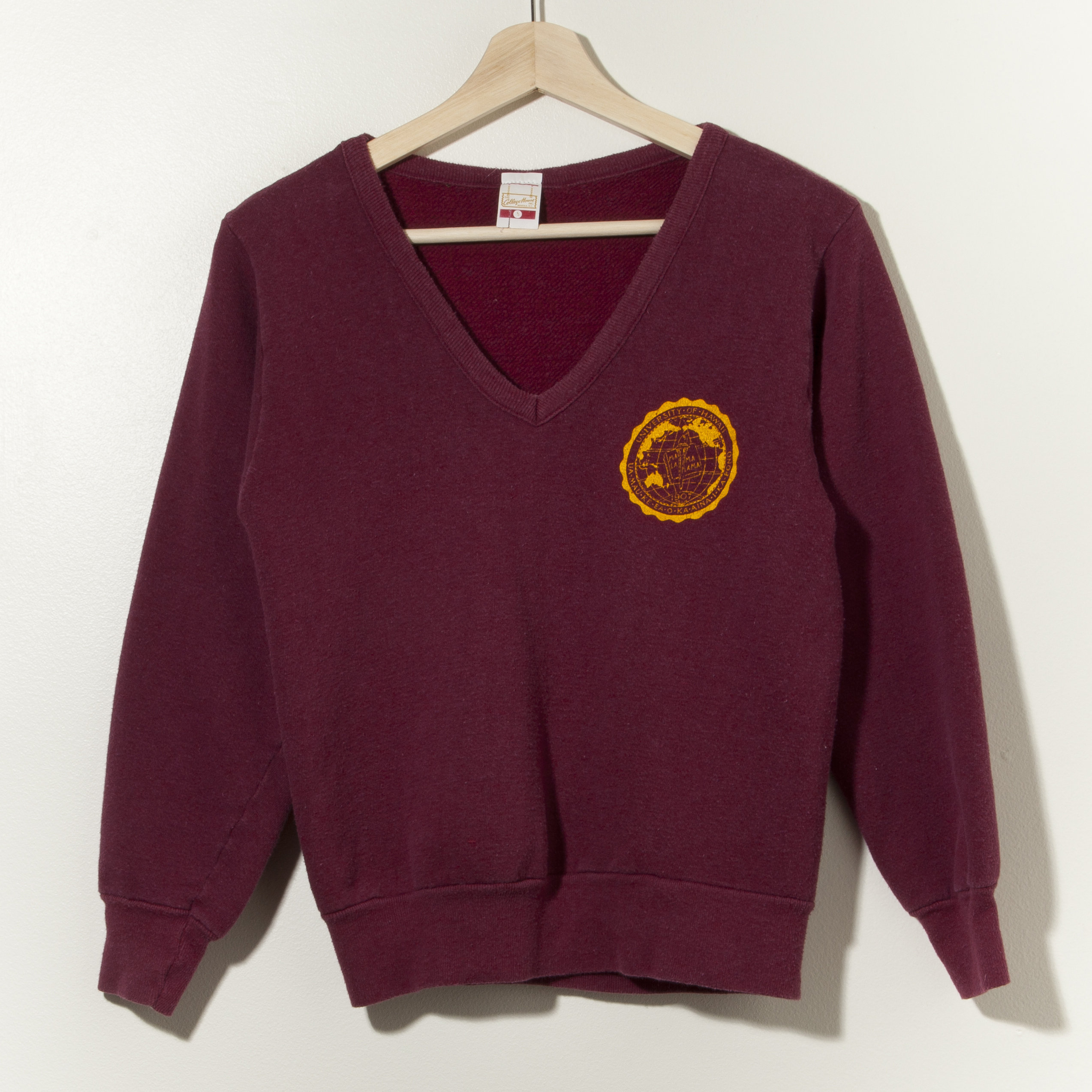 60s Vintage V-Neck Single Stitch Sweatshirt University of Hawaii Made in USA Union College Champion Russell Work Wear