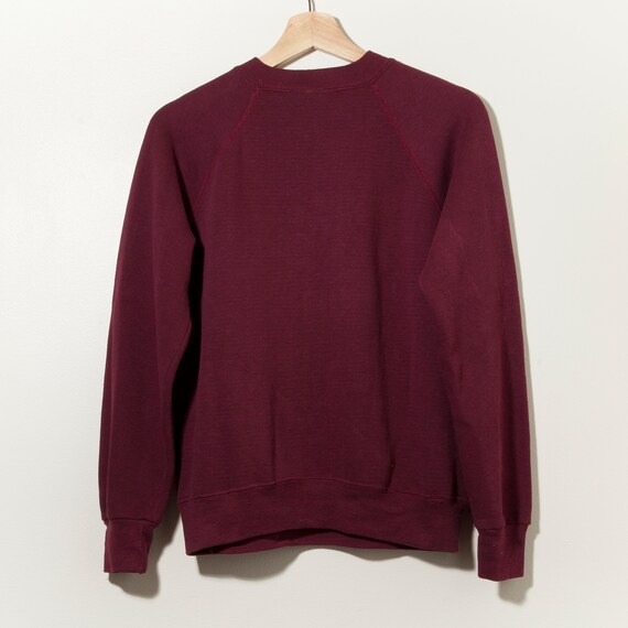 70s Vintage Raglan Crewneck Burgundy Sweatshirt M… - image 2