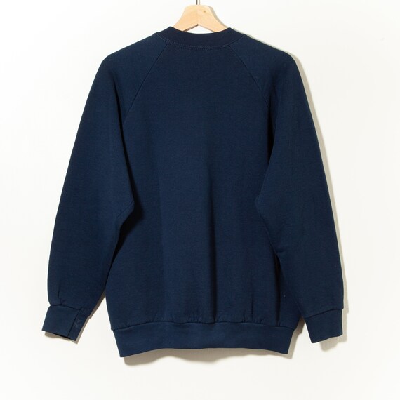 Vintage 1990s Raglan Crewneck Sweatshirt Navy Blu… - image 2