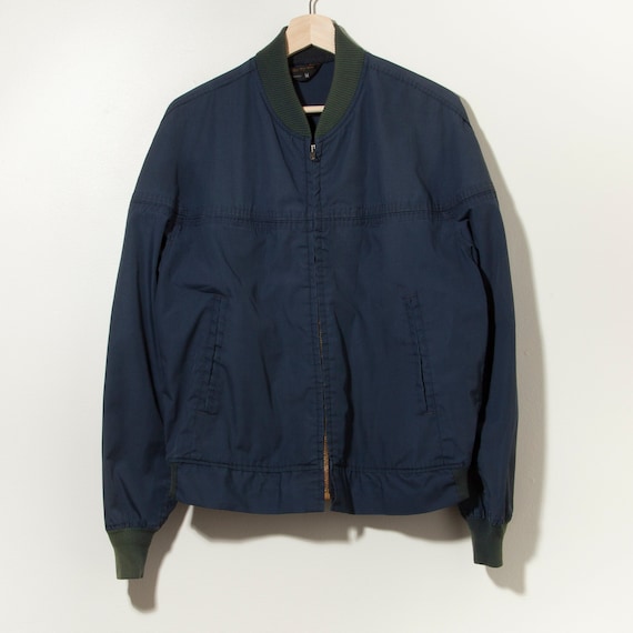 70s JC Penney Bomber Jacket Single Stitch Made in USA Metal Talon Zipper Navy Blue Sears LL Bean Filson J Crew 1970