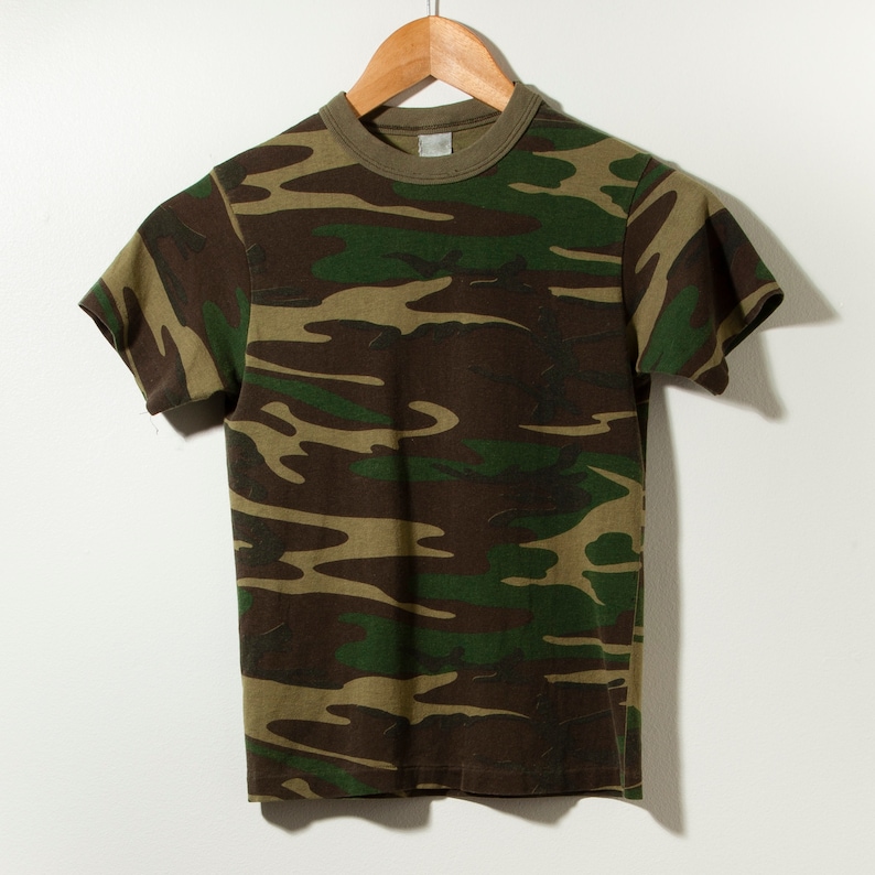 80s Vintage Camouflage Camo T-shirt Single Stitch Made in USA Army Navy ...