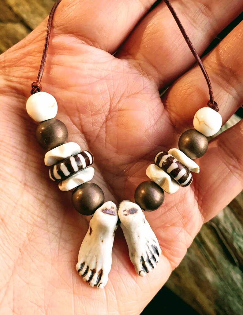 Feet Necklace Artisan Ceramic Foot Charm Necklace Leather Etsy