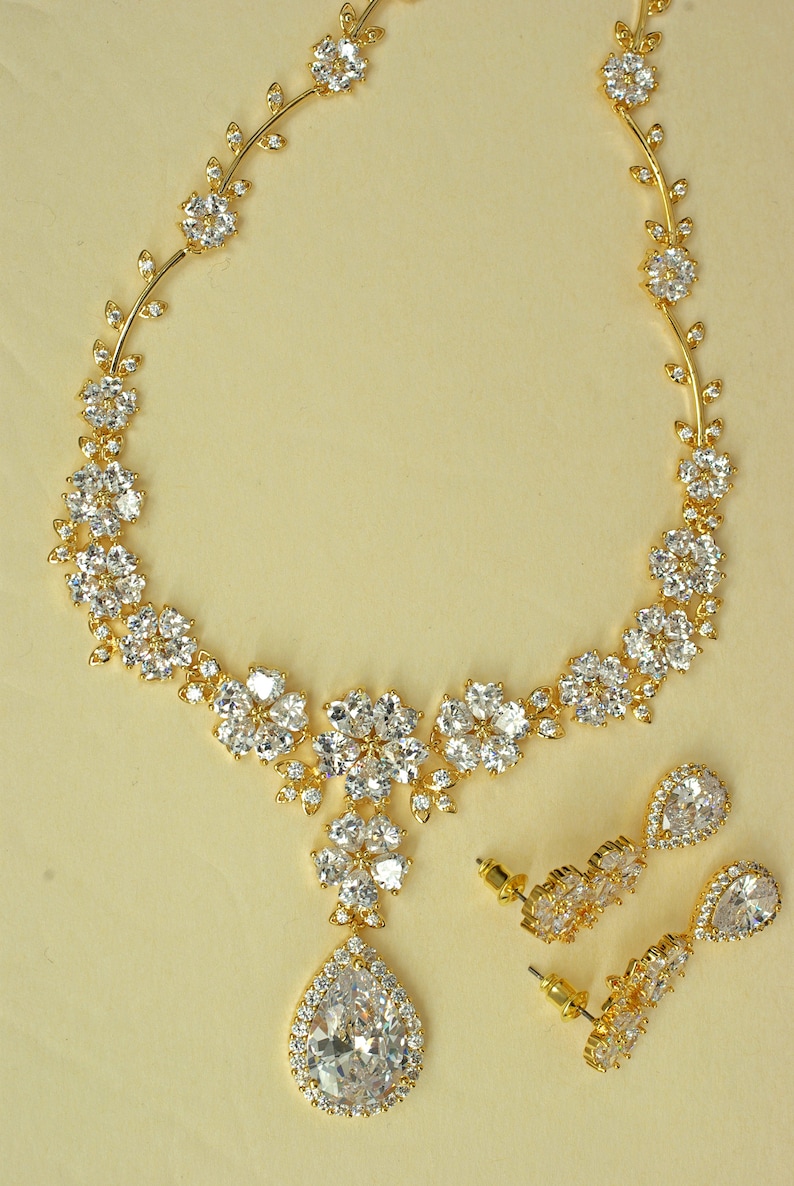 Jewelry Set for Bride Gold Bridal Jewelry Set Crystal Bridal Etsy