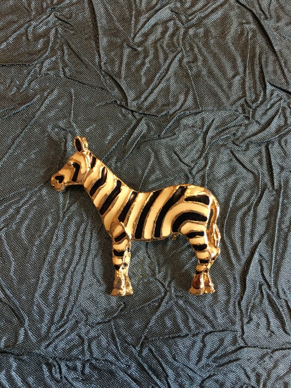 Enamel Zebra Brooch - image 1