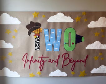 Two Infinity and Beyond Hand Painted Banner