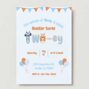 Bluey 2nd Birthday Invite