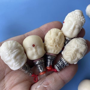 Natural Corozo Nut Guru Beads: 3-Hole Buddhism DIY Accessories