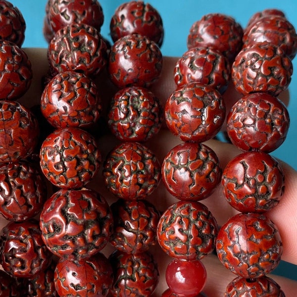 Rocailles Rudraksha Bodhi naturelles, brins ronds, 10 mm, Perles rondes, Perles de rocailles pour pipaliers, Perles en bois, Perles de bouddhisme, Accessoires DIY