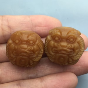 2 PCS Natural Weathered  Bodhi Lucky Pixiu Beads 23*22*22 mm ,OM Beads Strand,Mantra Beads,Buddhism Beads,Beads for Handwork