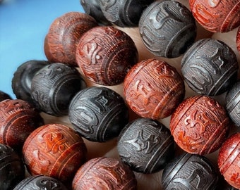 Natural Sandalwood OM Mantra Beads: Mala Making Supplies (8mm 10mm 12mm)