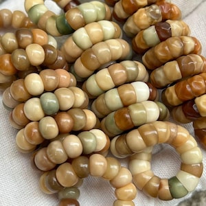 Longji Bodhi Garlic-Segment & Formless Twist Spacer Beads7-8 mm:Weathered Multi Colored Buddhist Rosary