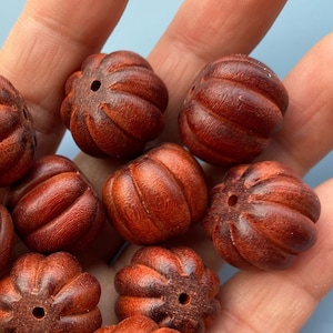 Cuentas de calabaza talladas en sándalo Natural de 18 a 20 mm, cuentas espaciadoras de madera, accesorios para hacer joyas DIY, cuentas de oración, cuentas Mala, cuentas de Yoga