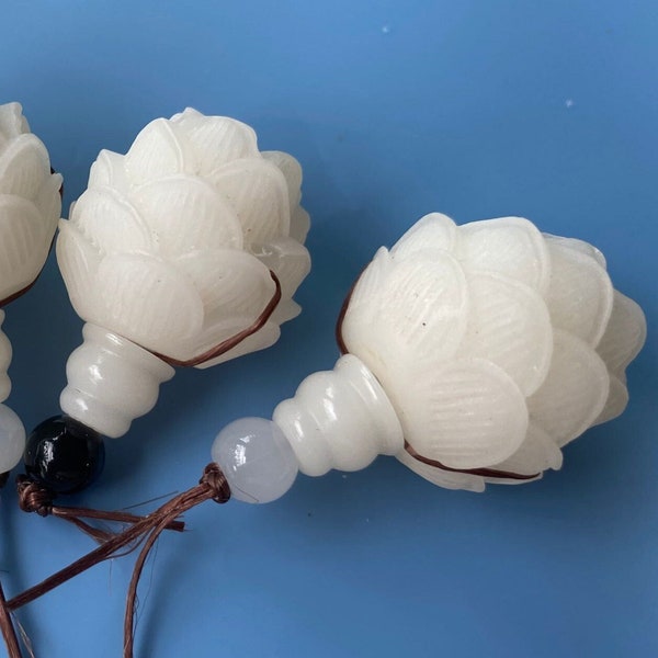 Natural White Bodhi Flower 3 Holes Guru Beads 20-22mm,3 Holes Beads,Lotus Guru Beads, Mala Making Beads,Buddhism Beads, DIY Accessory