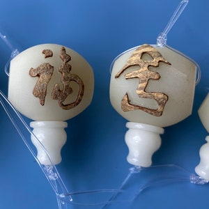 2 Sets Natural Bodhi Guru Beads: Carved Blessing Charms (21-23 mm)