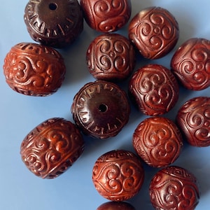 2 PCS  Sandalwood Great Wall Lined Spacer Beads 15~16 mm,Mala Making Beads,Wood Loose Beads,Prayer Beads,Mala Beads,Yoga Beads,DIY Findings