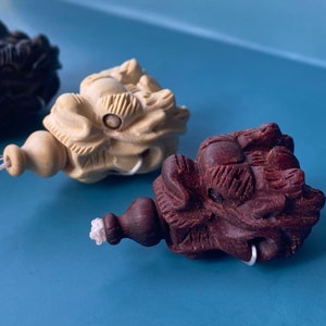 Sandalwood Carve Dragon Head 3 Holes Beads Black/Beige/Red 24*20*19 mm ,Carve Wood Beads,Wood Spacer Beads, DIY Accessories