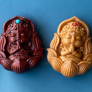 2 PCS  Natural Wood Carved Praying Guanyin Charm 29*22*10 mm ,Buddhism Prayer Pendant, Prayer Charm, Mala Beads,DIY Beading for Handwork