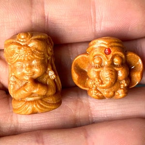 Carved Wood Guanyin & Xangsane Charm: Buddhism Prayer Pendant, Mala Beads