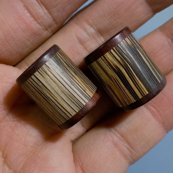 2 pièces bois de santal naturel avec perle de tube incrustée de bambou 17 ~ 16 mm, perle d'espacement en bois, perle de pilier en bois, perles de bois de santal, perles de baril de bricolage