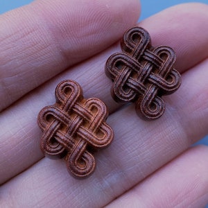 Natural Sandalwood Double Sides Engraved Celtic Knot Beads 20*15*6.5mm  25*20*7mm  30*22*8mm,Chinese Knot Spacer Beads,Cord Ends