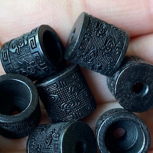 5PCS Natural Blackwood Big Hole Barrel Beads 12*12 mm,Wood Tube Beads,Wood Carved  Beads,Prayer Beads,DIY Jewelry Making Findings,Mala Beads
