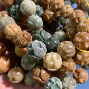Full Strand Weathered Bodhi Root Carved Lotus Beads 11-14 mm,Bodhi 108 Loose Beads,Flower Spacer Beads,Buddhism Beads, DIY Accessories
