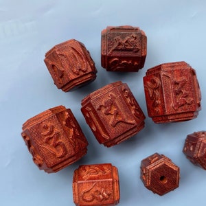 2 PCS Sandalwood Carved Tibetan OM Mantra Barrel Bead 12 mm 15 mm 18-20 mm,Om Mani Padme Hum Beads,Prayer Beads,Mala Beads,Yoga Beads