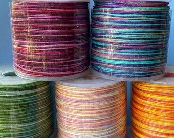 0.7 mm-120 Metres Gradient Colors DIY Jewelry Beading String 24 Colors,Colorful Cords,Thread Cords,Beading Wrap,For Bracelet & Necklace